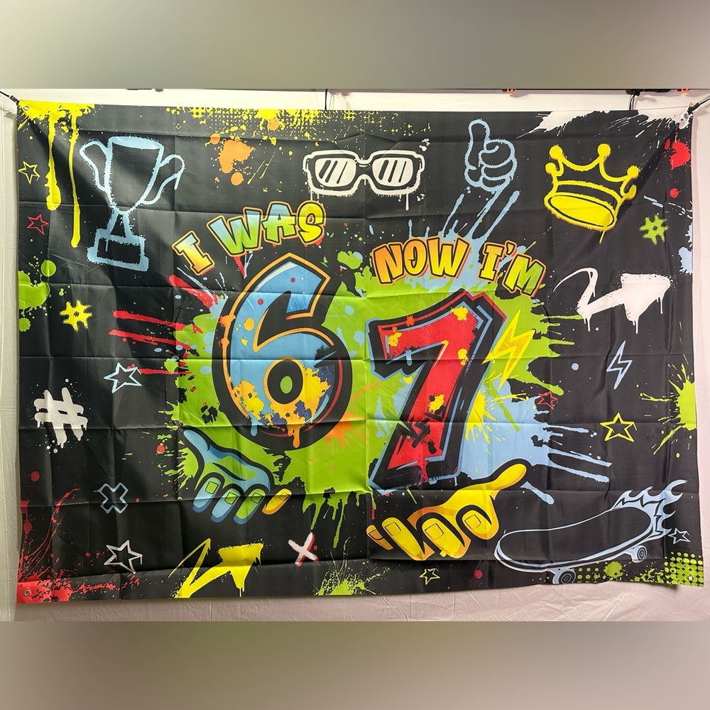 Turning 7 “6-7” Birthday Backdrop 7x5Ft.